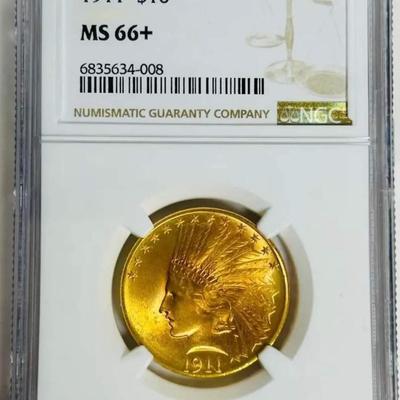 1911 10 $ US Gold Coin Graded MS 66+
