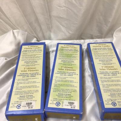 Three New In Box European Floating Candles Sets