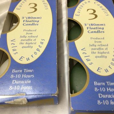Three New In Box European Floating Candles Sets