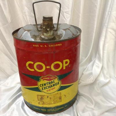 Sale Photo Thumbnail #289: You get a great Farmers Union Coop central exchange 5 Gal can.  It is used and has a dent.