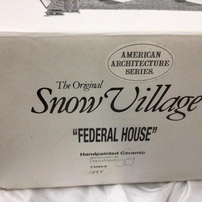 Sale Photo Thumbnail #336: You get this great Deptc56 Snow Village American Architecture Series Federal House.  You get light and packaging with cardboard slip.  This is used so the packaging my have some damage.