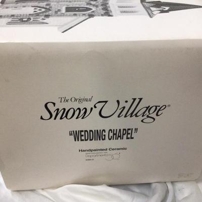 Sale Photo Thumbnail #347: You get this great Dept 56 Snow Village Wedding Chapel.  You get the light and packaging including the cardboard slip. Since this is used the packaging may have some damage.