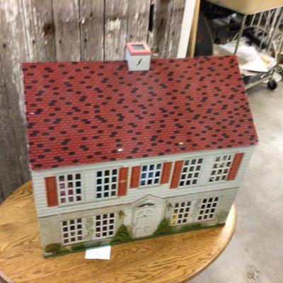 Large Vintage Metal Doll House With Lots of Doll Furniture