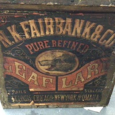 Great Vintage Wood N K Fairbanks & Co Leaf Lard Box