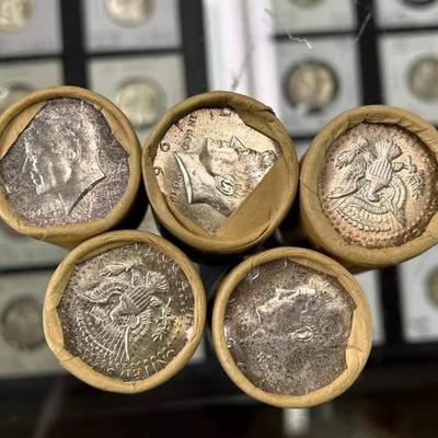 5 rolls 1964 Silver Kennedy half dollars