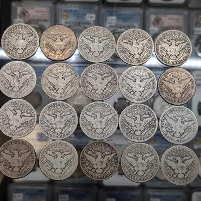 Lot if 20 Barber Half Dollars 90 % Silver
