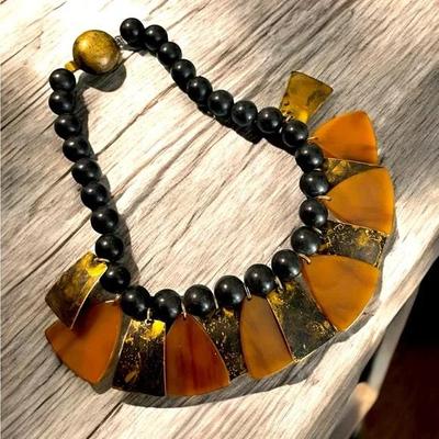 Estate Beaded Tribal Bib Necklace