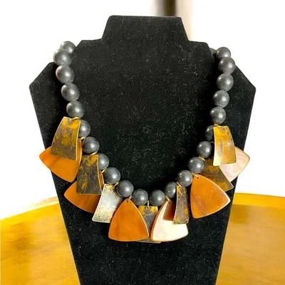 Estate Beaded Tribal Bib Necklace