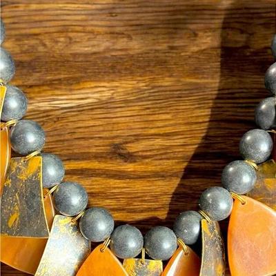 Estate Beaded Tribal Bib Necklace