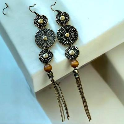 3 Disc Tiered Earrings