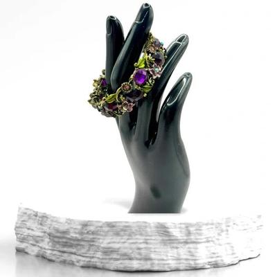 Floral Rhinestone Cuff Bracelet