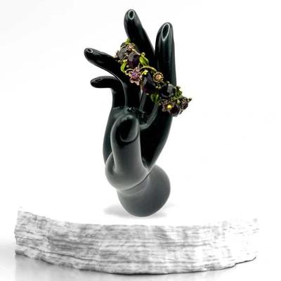 Floral Rhinestone Cuff Bracelet