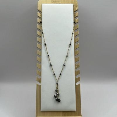 Estate Gold-Tone and Black Bead Necklace
