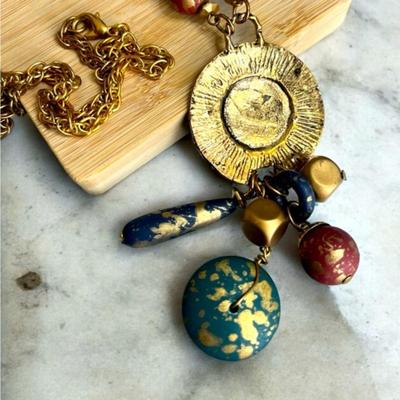 Estate Tribal Gold-Tone Beaded Necklace