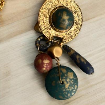 Estate Tribal Gold-Tone Beaded Necklace