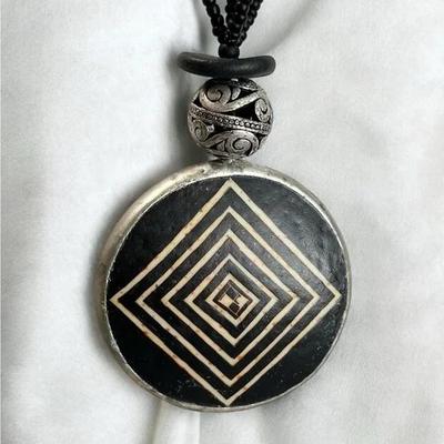 Estate Beaded Tribal Large Pendant Necklace
