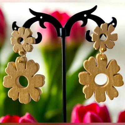 Madewell Wooden Flower Statement Earrings