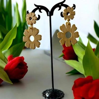 Madewell Wooden Flower Statement Earrings