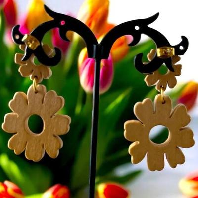 Madewell Wooden Flower Statement Earrings