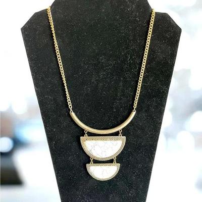 Howlite Cabochon Bib Necklace