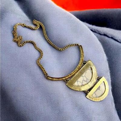 Howlite Cabochon Bib Necklace