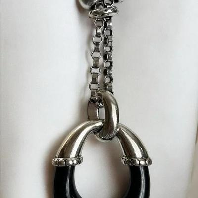 Estate Silver-Tone Chain Necklace with Large Silver-tone Pendant