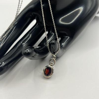 Sterling Silver Garnet Stone Pendant