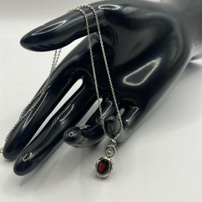 Sterling Silver Garnet Stone Pendant