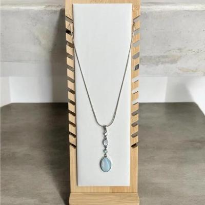Sterling Silver Necklace and Pendant with Bezel set Moonstones