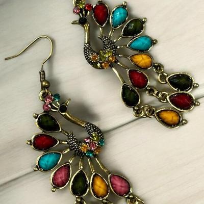 Peacock Chandelier Earrings