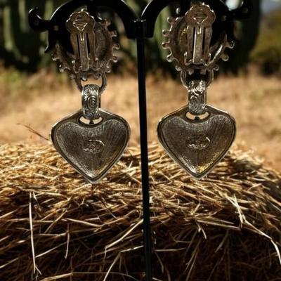 Robert Rose Clip On Southwestern Silvertone Earrings!