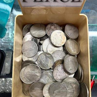 97 Mixed date Silver Peace Dollar lot