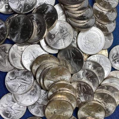 78 early 80s BU Mexico 1 oz silver libtard coins