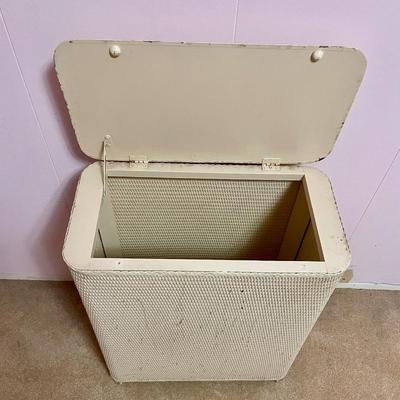 Vintage Wood-Topped Clothes Hamper