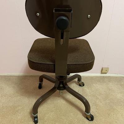 Vintage Fabric Covered Swivel Office Chair on Wheels
