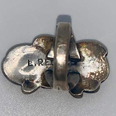 Native American Pawn Silver and Turquoise Ring by L Reeves