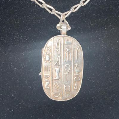 Sterling Silver Chain With Scarab Pendant