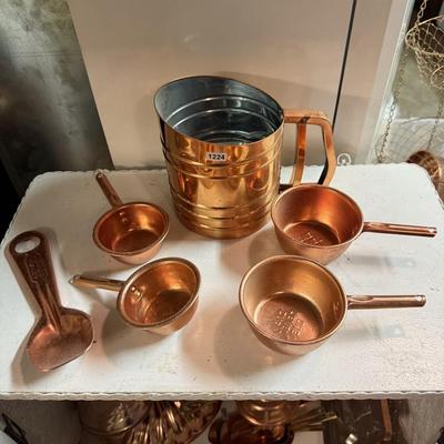 Copper sifter & measuring cups