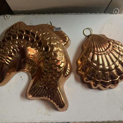 Fish & seashell copper cake pans