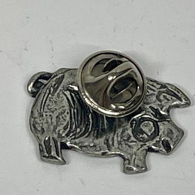 2 Pins or Brooches Pigs Piggies at the trough