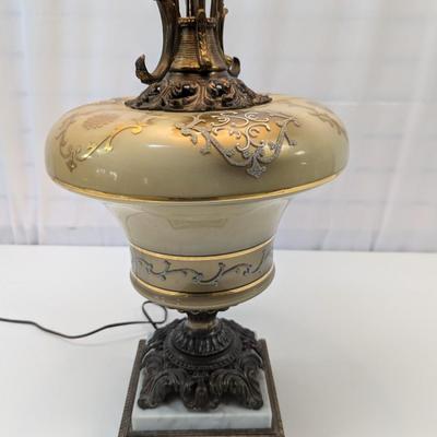 Ornate Glass & Brass Table Lamp