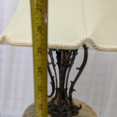 Ornate Glass & Brass Table Lamp