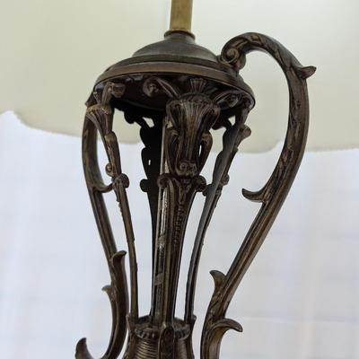 Ornate Glass & Brass Table Lamp