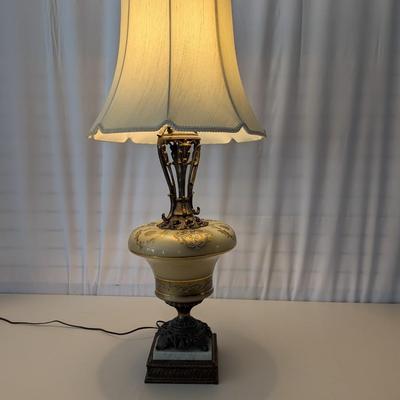 Ornate Glass & Brass Table Lamp