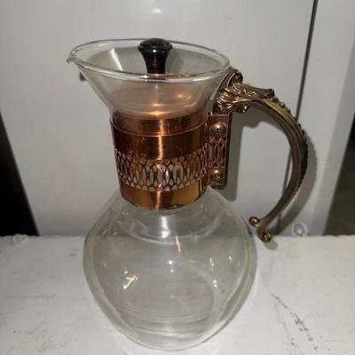 MCM Corning copper glass carafe