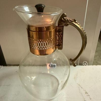 MCM Corning copper glass carafe