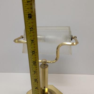 Vintage Ribbed Glass Shade Bankers Desk Lamp