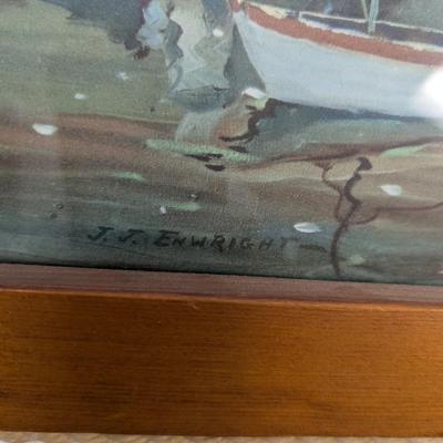 JJ Enwright Vintage Wooden Nautical Sailboat Fishing Boat Tray With Rope Handles