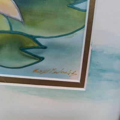Signed Lotus Flower Painting