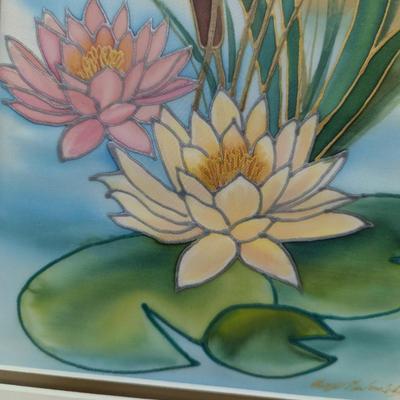 Signed Lotus Flower Painting